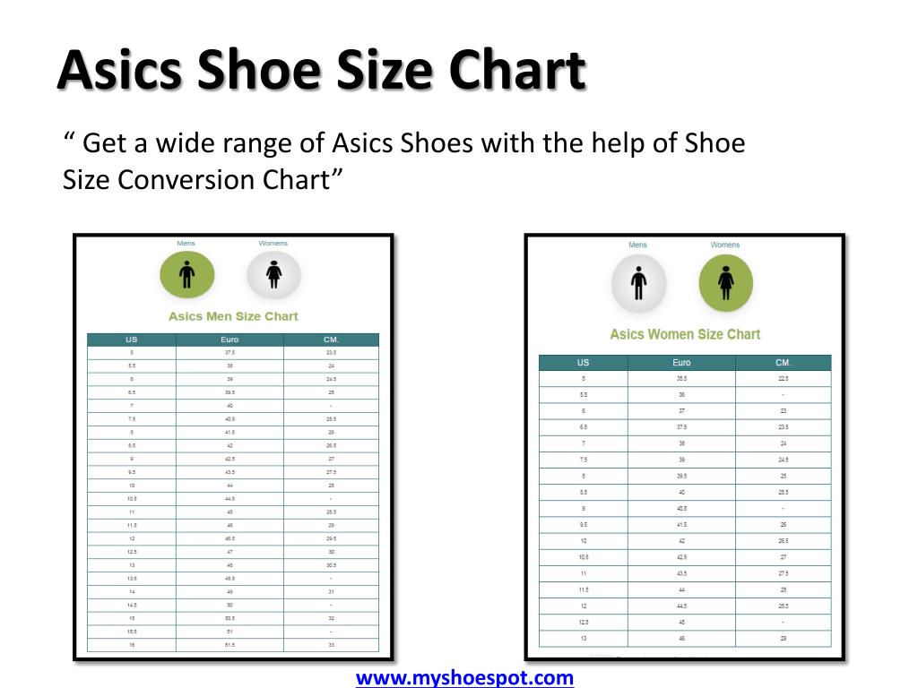 asics shoe size