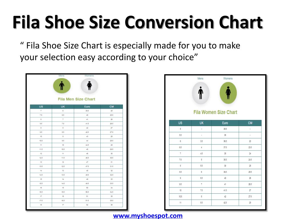 Crush fila shoe size conversion 
