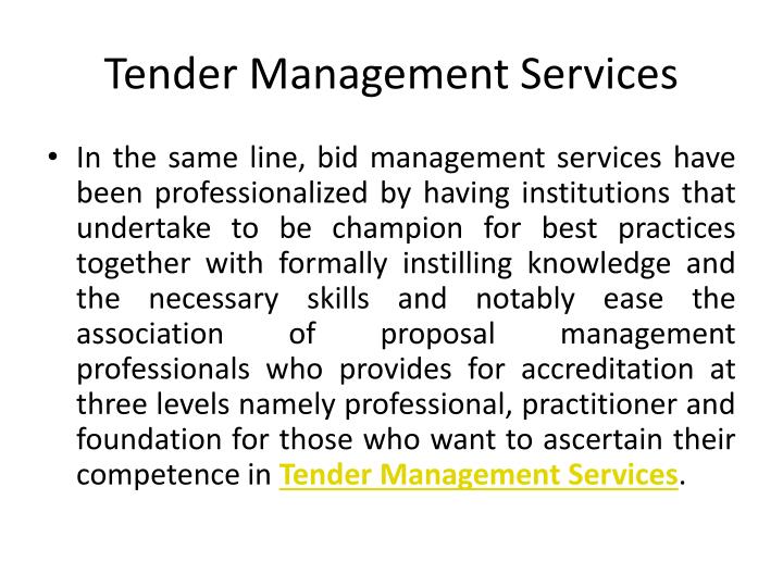 tender manager roles