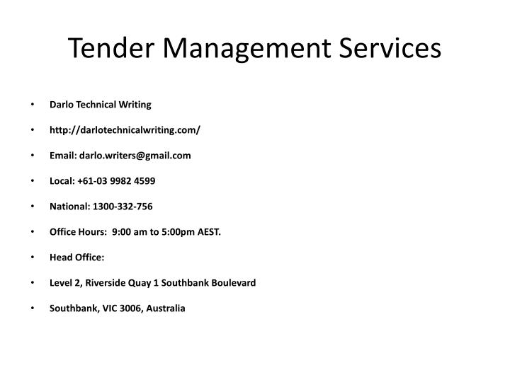 Tender writing services