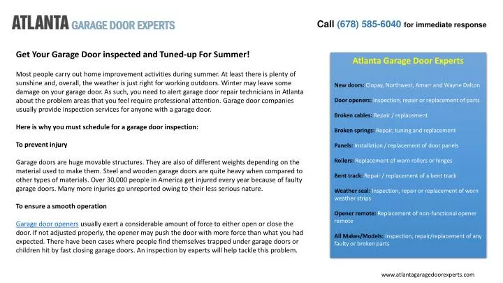 Ppt Get Your Garage Door Inspected And Tuned Up For Summer
