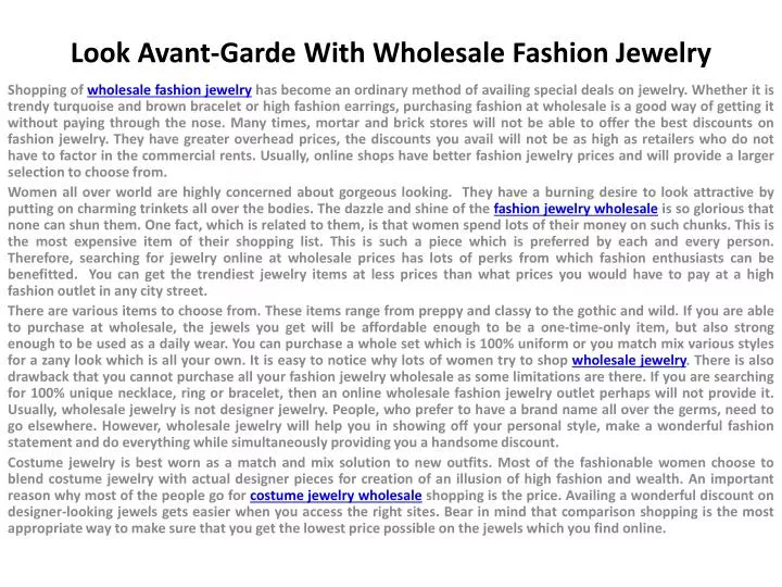 look avant garde with wholesale fashion jewelry n.