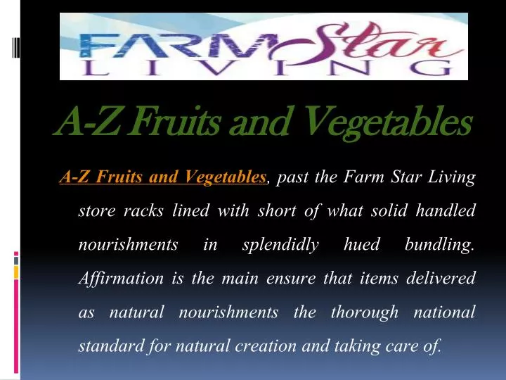a z fruits and vegetables n.