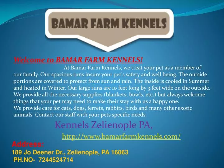 PPT Kennels, Dog, Cat Boarding and Pet Grooming Zelienople PA