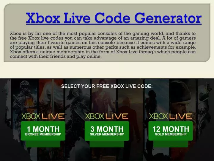 xbox live code generator n.
