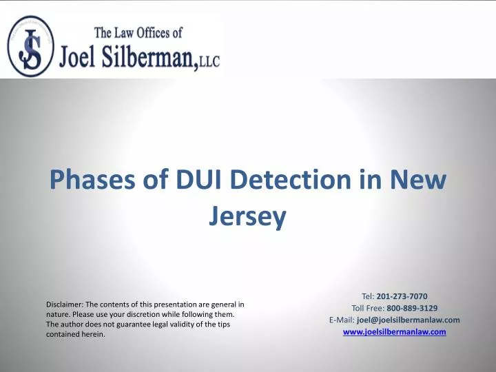 phases of dui detection in new jersey n.