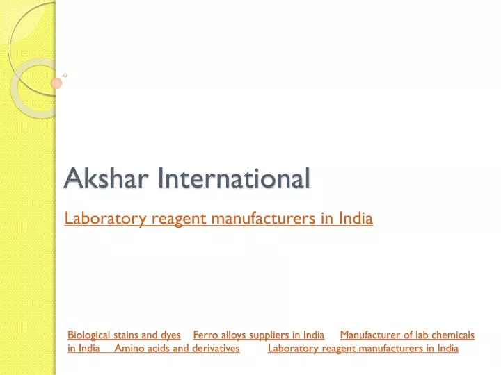 PPT lab chemical suppliers in India PowerPoint Presentation, free