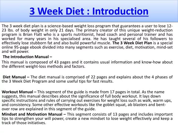 3 week diet introduction n.