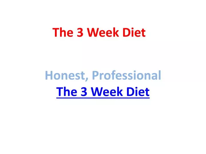 the 3 week diet n.