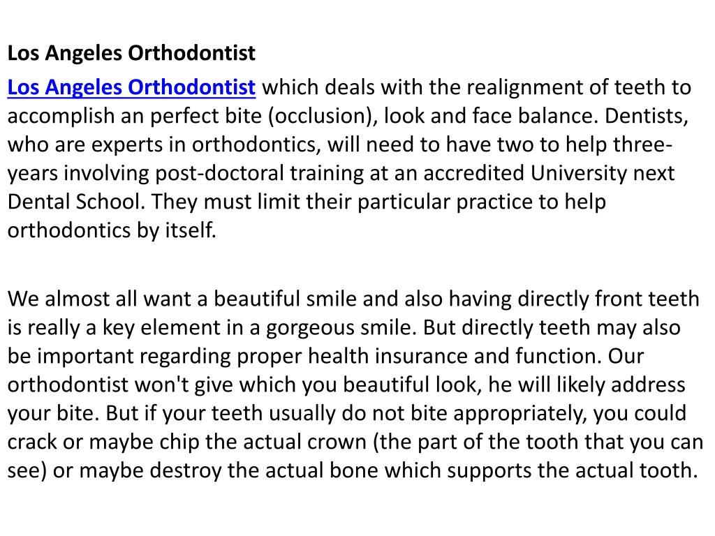 PPT Los Angeles Orthodontist PowerPoint Presentation, free download ID7121509