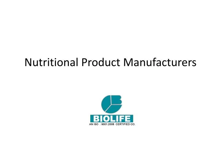 nutritional product manufacturers n.