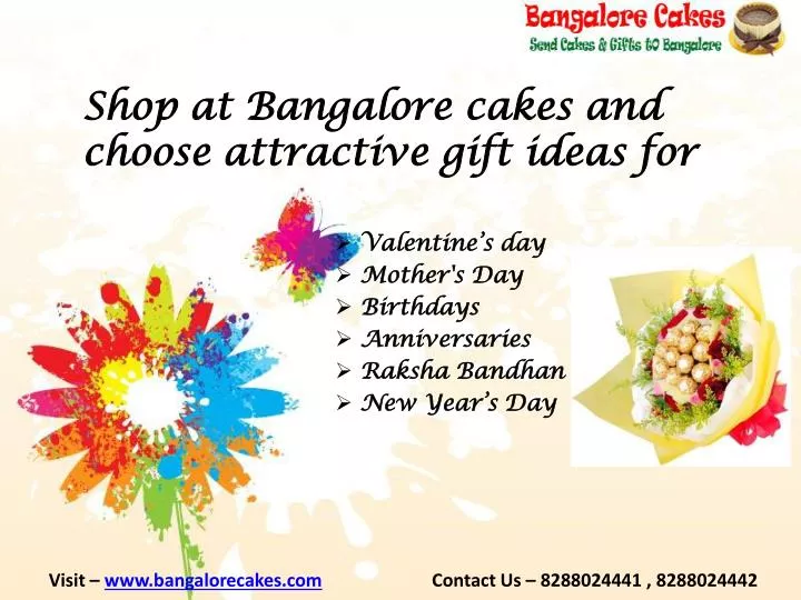 shop at bangalore cakes and choose attractive gift ideas for n.