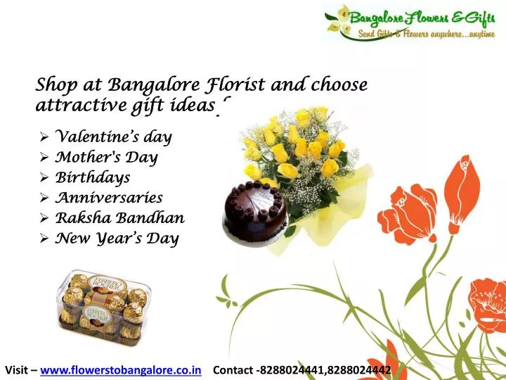 shop at bangalore florist and choose attractive gift ideas for n.