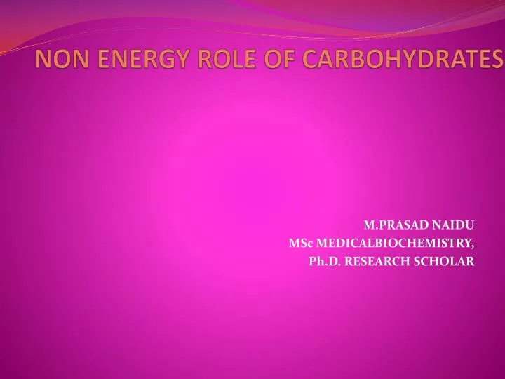 non energy role of carbohydrates n.